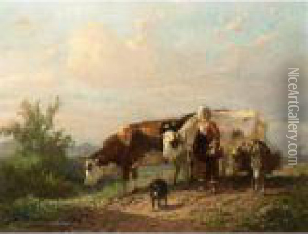 The Cowherdess Oil Painting - Anton Mauve