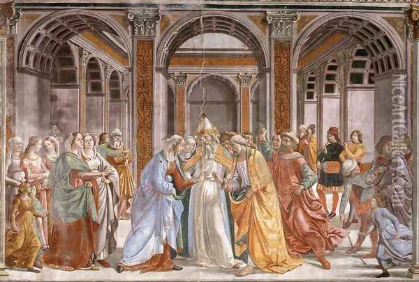 Marriage Of Mary Oil Painting - Domenico Ghirlandaio