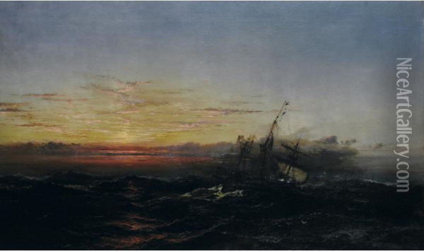 Sunset After The Gale Oil Painting - James Hamilton