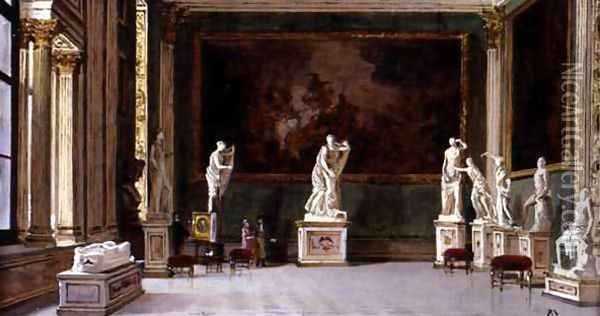 Sculpture Gallery at the Pitti Palace, Florence Oil Painting - Antonietta Brandeis