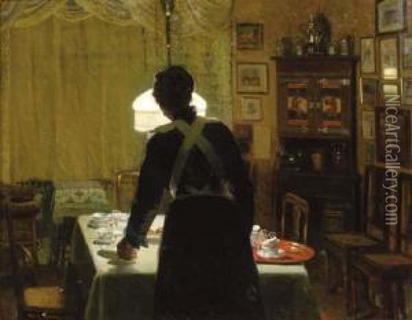 After Dinner Oil Painting - Fritz Kraul