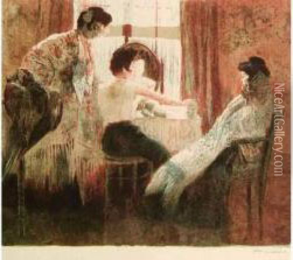 Danseuses Espagnoles A Leur Toilette. 1894. Oil Painting - Alexandre Lunois