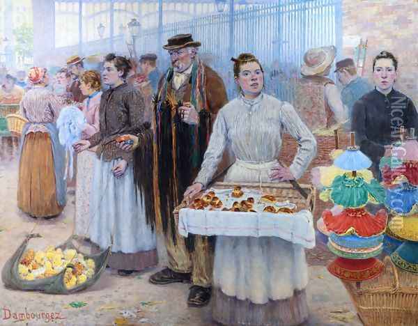 The Tinker Dealers of Les Halles Oil Painting - Edouard-Jean Dambourgez