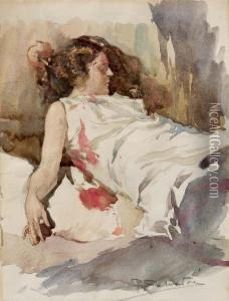 Giovane Donna Che Riposa Oil Painting - Riccardo Salvadori