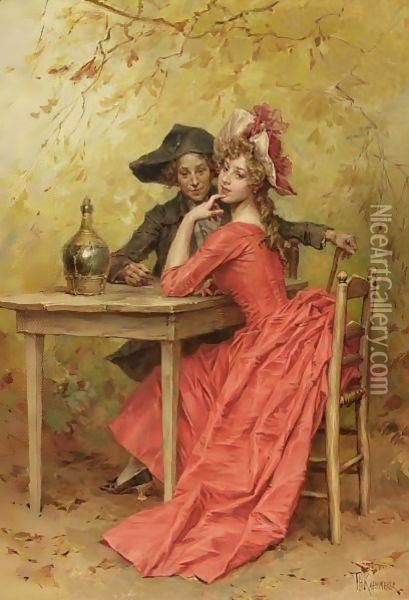 The Flirtation Oil Painting - Frederick Hendrik Kaemmerer