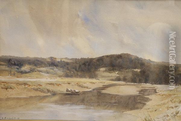 Low Tide On The Conway Oil Painting - Louis Burleigh Bruhl