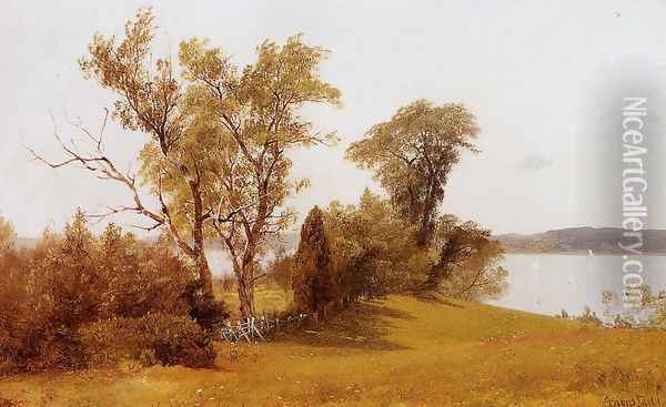 Sailboats On The Hudson At Irvington Oil Painting - Albert Bierstadt