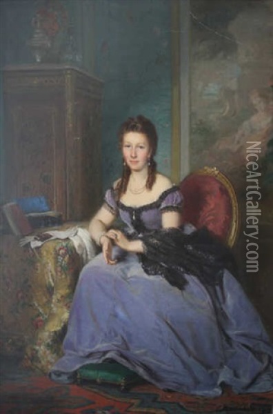 Femme Assise Dans Un Fauteuil Oil Painting - Charles Edouard Boutibonne