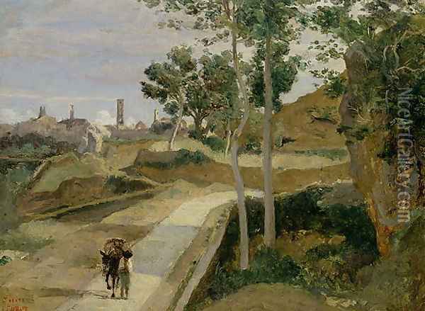 Road from Volterra Oil Painting - Jean-Baptiste-Camille Corot