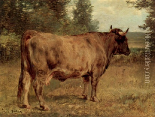 Study Of A Bull In A Landscape Oil Painting - Rosa Bonheur