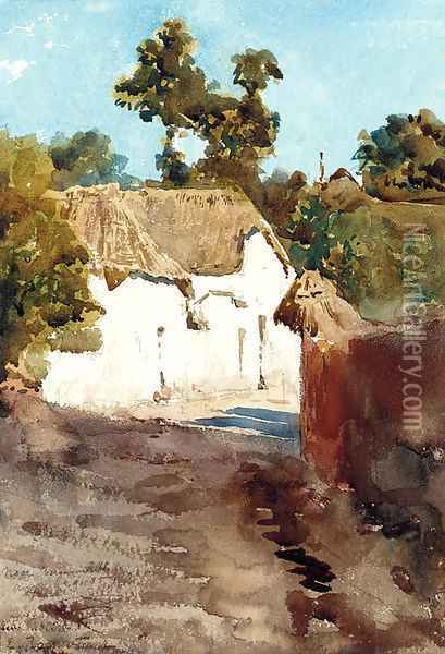 A cottage near Teignmouth Oil Painting - Ettore Roesler Franz