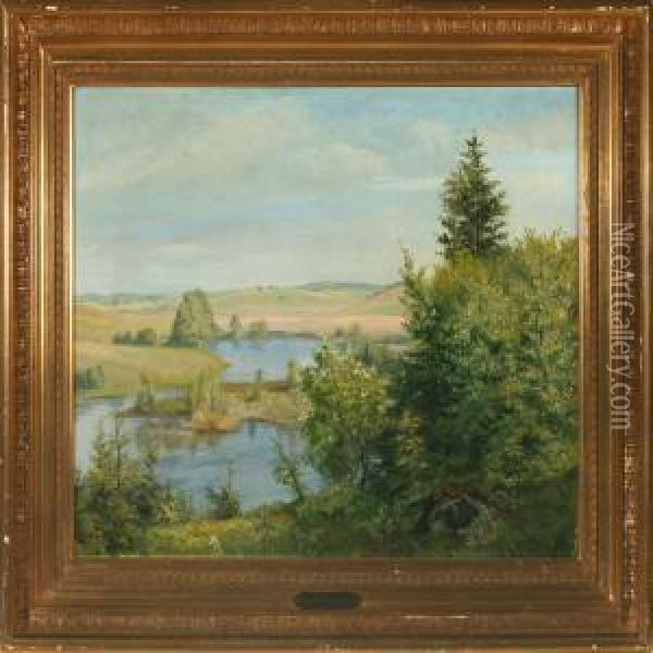 Landscape, Mors Oil Painting - Valdemar Irminger