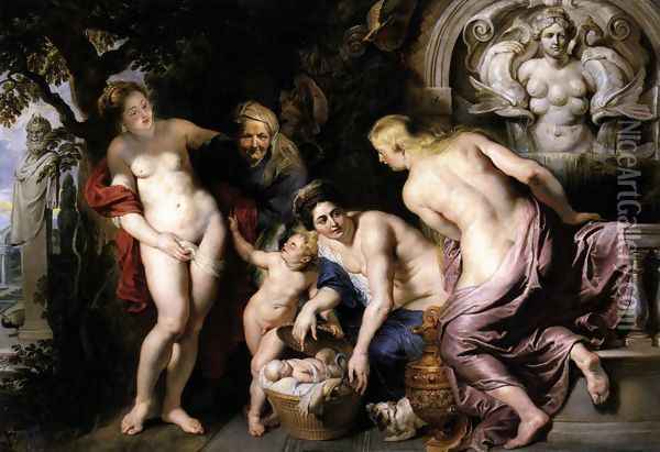 The Discovery of the Child Erichthonius c. 1615 Oil Painting - Peter Paul Rubens