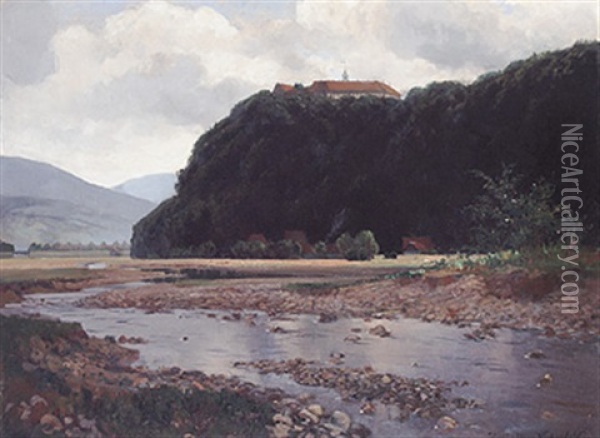 Blick Auf Schloss Herzberg Im Harz Oil Painting - Heinrich Muller-Wachenfeld