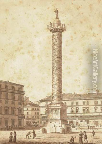 The Column Of Marcus Aurelius Oil Painting - Victor-Jean Nicolle