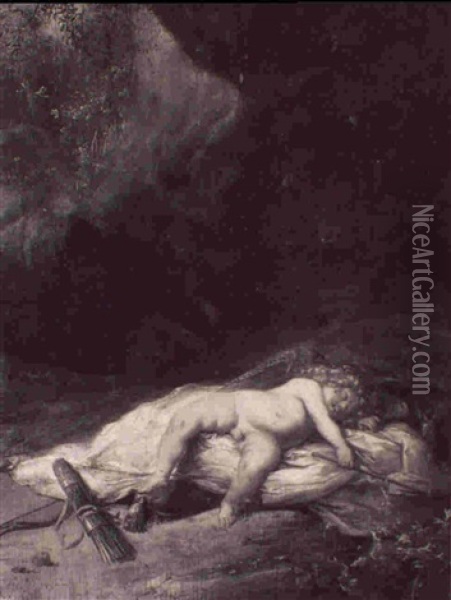 Amor Sleeping Oil Painting - Bartholomeus Breenbergh