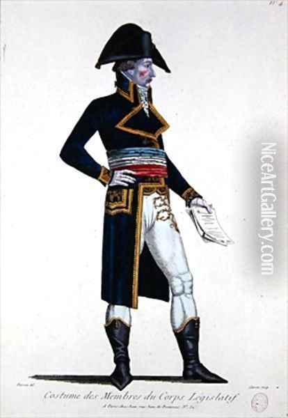Costume of Members of the Corps Legislatif during the First Republic in France Oil Painting - Chataignier