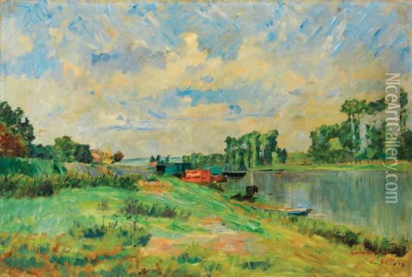 Bords De Marne Oil Painting - Emmanuel De La Villeon