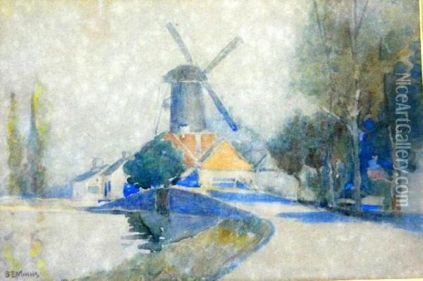 Windmill, Holland Oil Painting - Benjamin Edwin Minns