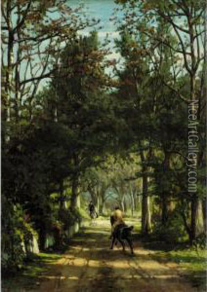 Cantering Through Woodland Oil Painting - Eugene Wolters