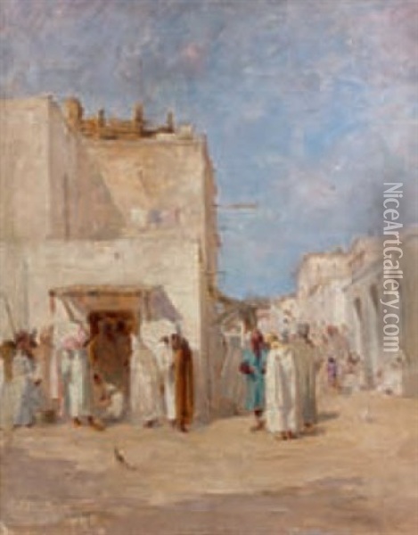 Place Animee A Biskra Oil Painting - Eugene Fromentin