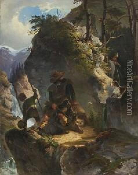 Der Uberraschte Wilderer Oil Painting - Johann Nepomuk Passini