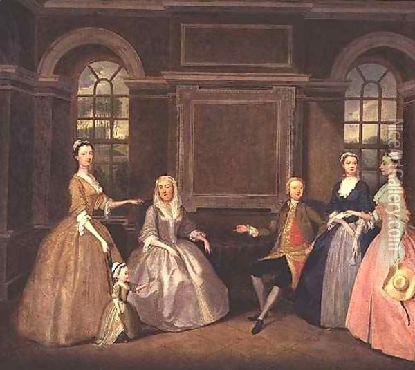 Portrait Of The Broke And The Bowes Families Oil Painting - Thomas Bardwell