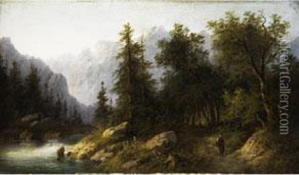 Gebirgslandschaft Bei Salzburg Oil Painting - Eduard Boehm