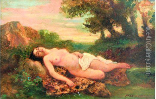  Jeune Fille Allongee Dans Un Paysage  Oil Painting - Alfred Marsaud