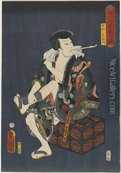 The Actor Kataoka Nizaemon VIII as Kumokiri Nizaemon Oil Painting - Utagawa (Toyokuni III) Kunisada