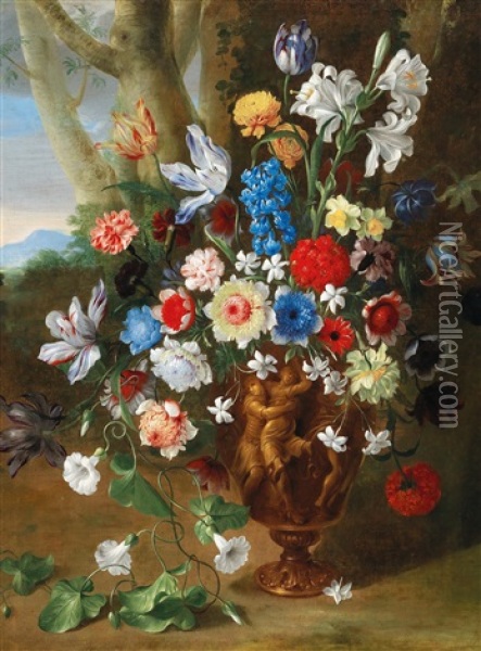A Flower Still Life Oil Painting - Giovanni Stanchi