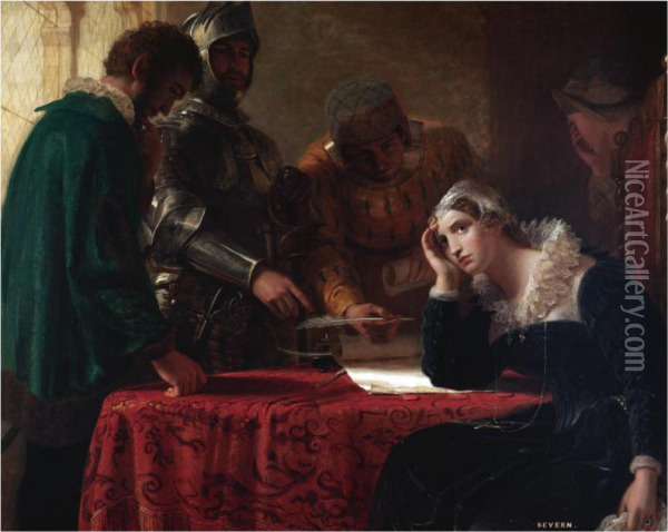 The Abdication Of Mary Queen Of Scots Oil Painting - Joseph Arthur Palliser Severn