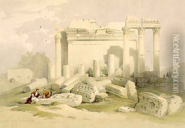 Ruins of the Eastern Portico of the Temple of Baalbec, May 6th 1839, plate 83 from Volume II of The Holy Land, engraved by Louis Haghe 1806-85 pub. 1843 Oil Painting - David Roberts