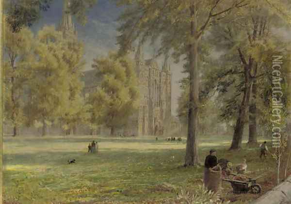 Salisbury Cathedral 2 Oil Painting - Albert Goodwin