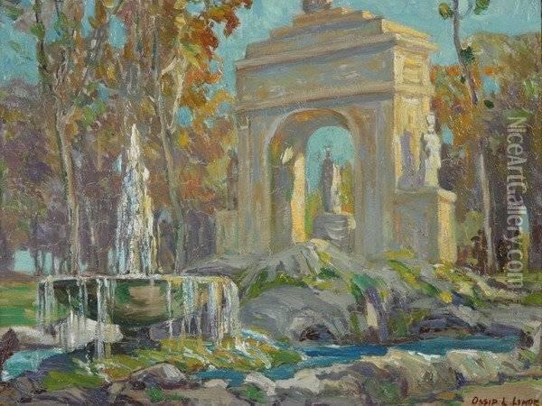 Fountains - Borghese Garden, Rome Oil Painting - Ossip L. Linde