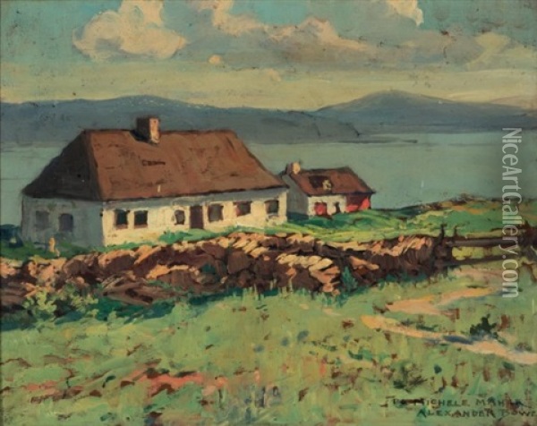 Cottage On The River Oil Painting - Alexander Bower