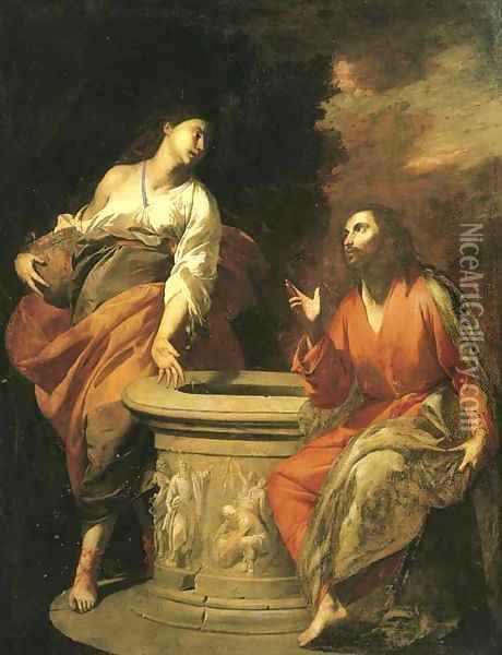 Christ and the Woman of Samaria at the well Oil Painting - Antonio De Bellis