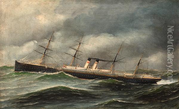 The Ship S.s.westernland Oil Painting - Antonio Nicolo Gasparo Jacobsen