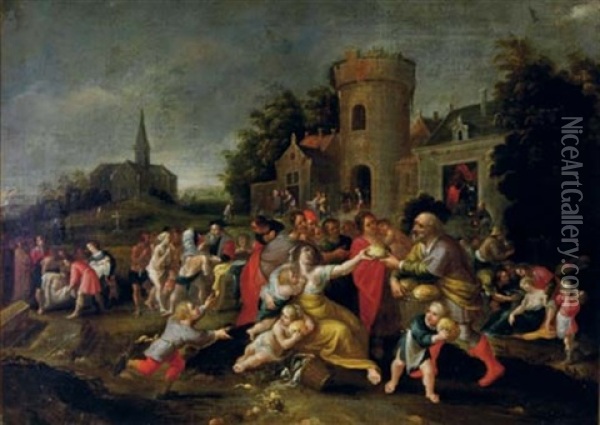 The Seven Acts Of Mercy Oil Painting - Frans Francken the Elder