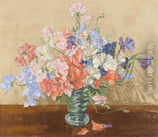 Sweet Peas In A Glass Vase Oil Painting - Thomas Todd Blaylock
