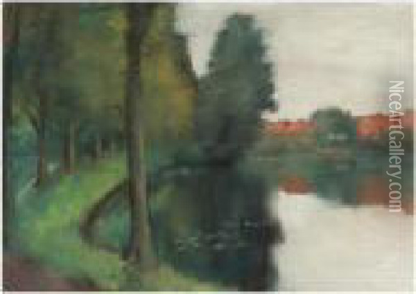 Hollandisches Dorf (dutch Village) Oil Painting - Lesser Ury