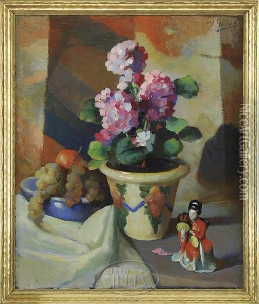 Colorful Floral Still Life Oil Painting - Maurice Compris