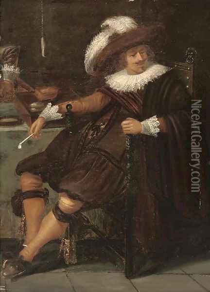 A cavalier a fragment Oil Painting - Dirck Hals
