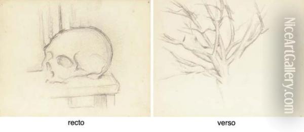 Crane Sur Une Table (recto); Arbre Denude (verso) Oil Painting - Paul Cezanne