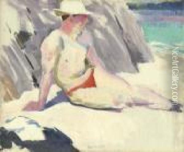 Charles Oliver On The Beach Oil Painting - Francis Campbell Boileau Cadell