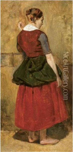A Girl Standing Oil Painting - Jacob Henricus Maris