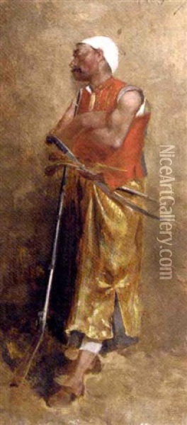 An Oriental Guard Oil Painting - Theophile (Marie Francoise) Lybaert