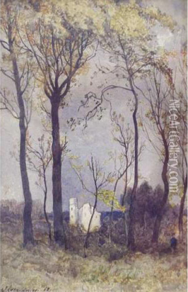 Ruines En Foret Oil Painting - Henri-Joseph Harpignies