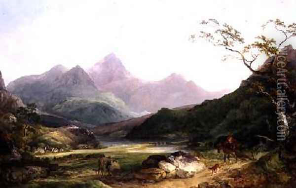 A View of Snowdon from Capel Curig 1787 Oil Painting - Philip Jacques de Loutherbourg