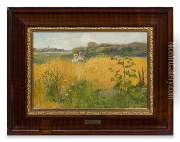 Pastoral Landscape, 1887 Oil Painting - Hans Nikolaj Hansen